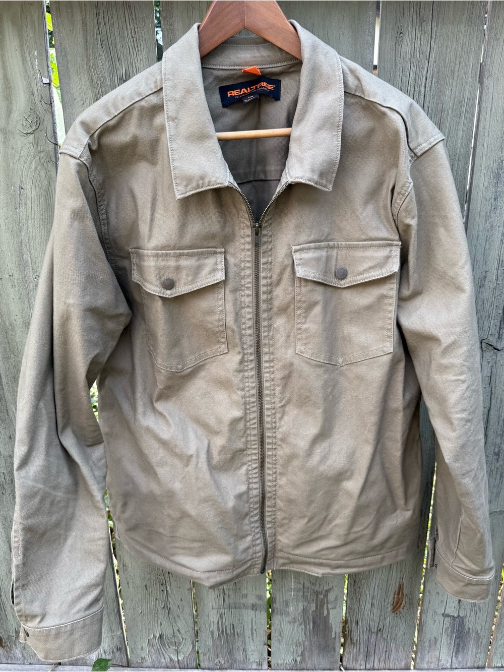 Realtree Mens Large Khaki Brown Canvas Jacket Zip Up Utility Coat Workwear - Picture 7 of 14
